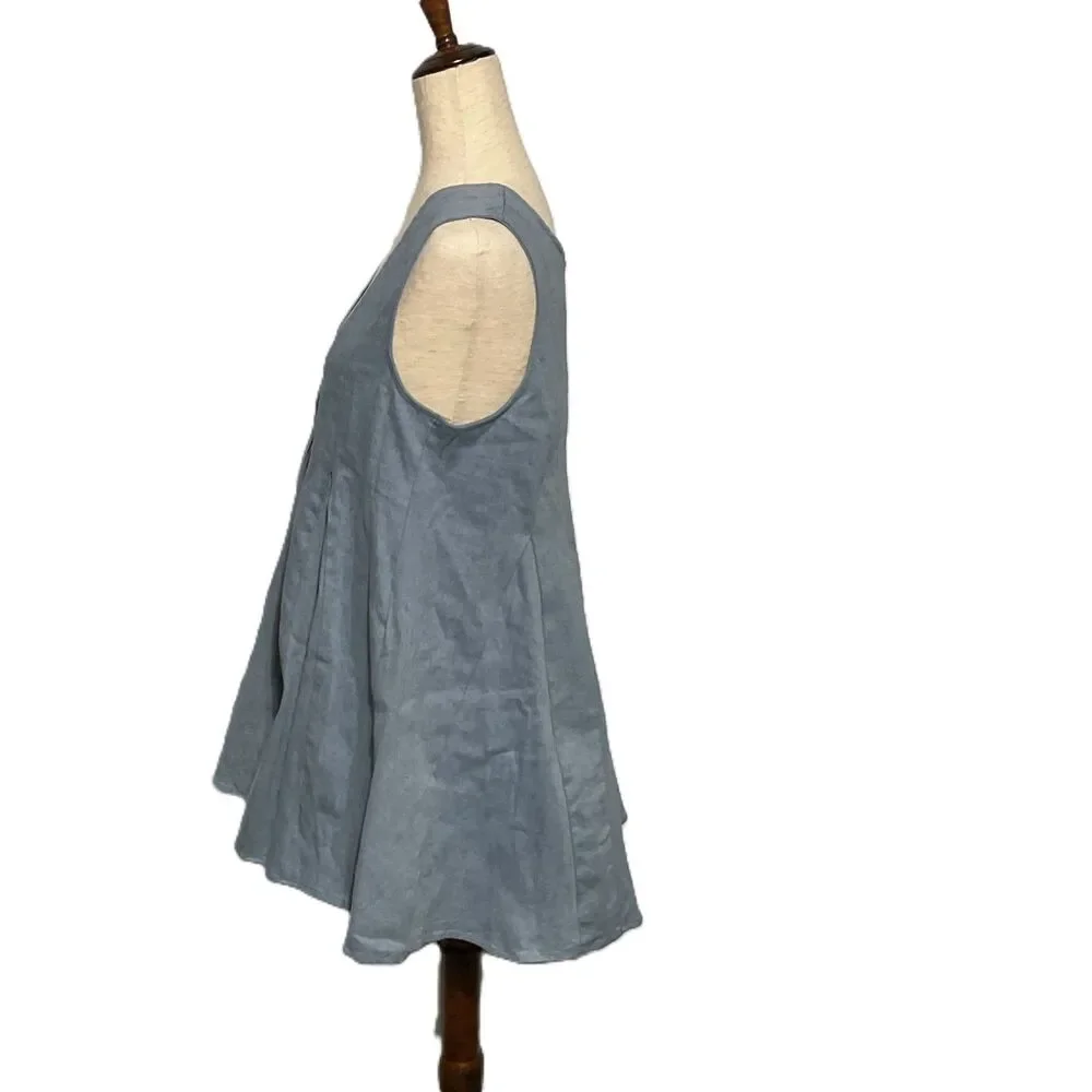 Storia Blue Cotton Romper L with Pockets